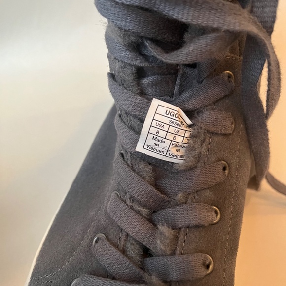 NEW UGG Beven Genuine Shearling High Top Gray Winter Fur Sheepskin Sneaker Shoes - Picture 12 of 12